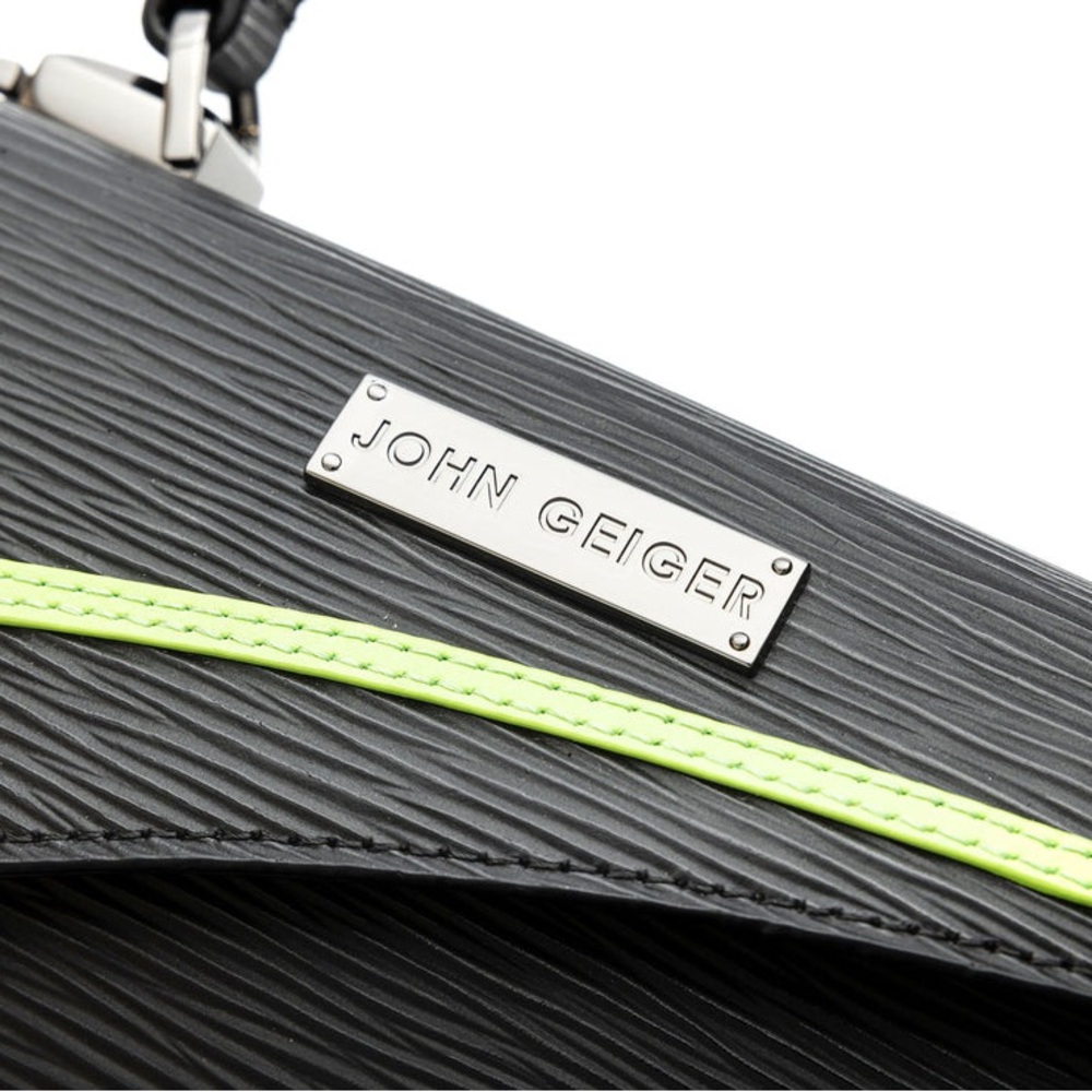 NWT John Geiger medium Lowercase Flap bag calfskin designer logo purse satchel - Picture 7 of 9